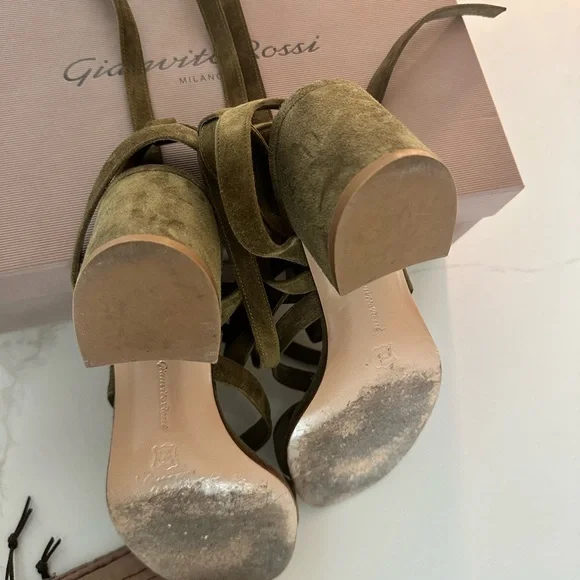 Gianvito Rossi Green Strappy Sandals block heel - Picture 4 of 5